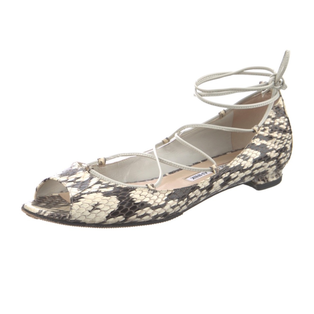 Manolo Blahnik Python Ankle Wrap Ballet Flats. Si… - image 7